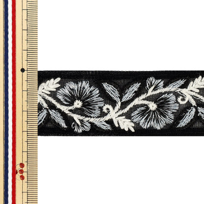 【数量5から】 手芸ブレード 『2025インド刺繍ブレード 約3.3cm幅 ブラック M-5033Q』