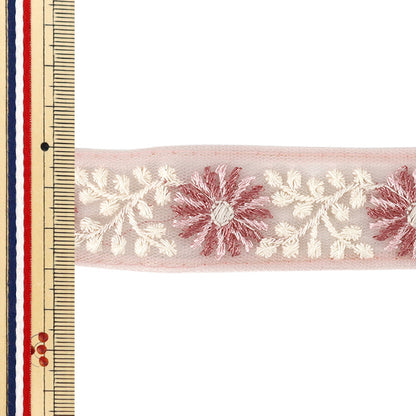 【数量5から】 手芸ブレード 『2025インド刺繍ブレード 約3cm幅 ピンク M-5031O』