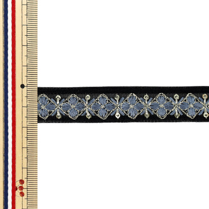 【数量5から】 手芸ブレード 『2025インド刺繍ブレード 約1.8cm幅 ブラック M-5082L』