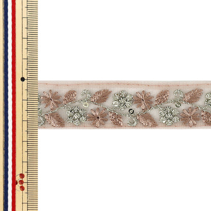 【数量5から】 手芸ブレード 『2025インド刺繍ブレード 約2.5cm幅 ピンク M-5079G』