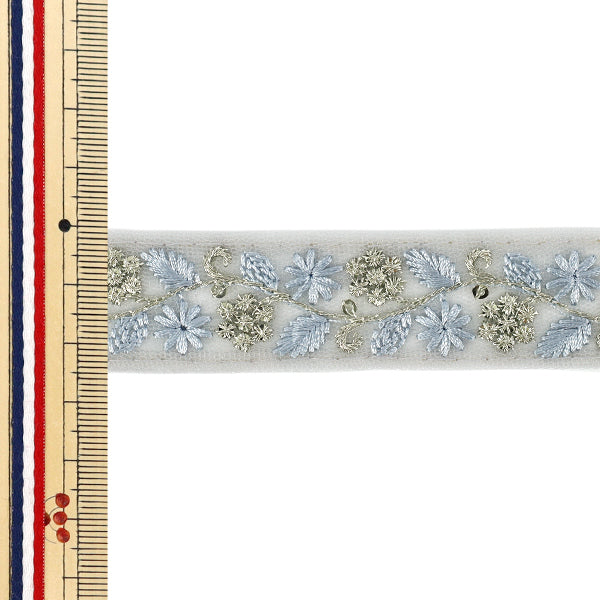 【数量5から】 手芸ブレード 『2025インド刺繍ブレード 約2.5cm幅 グレー M-5079I』