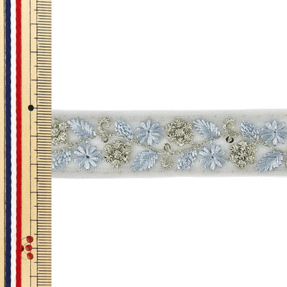 【数量5から】 手芸ブレード 『2025インド刺繍ブレード 約2.5cm幅 グレー M-5079I』