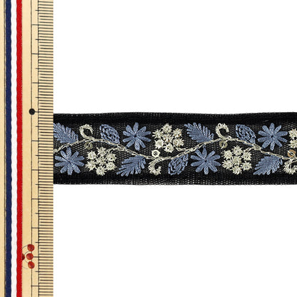 【数量5から】 手芸ブレード 『2025インド刺繍ブレード 約2.5cm幅 ブラック M-5079L』
