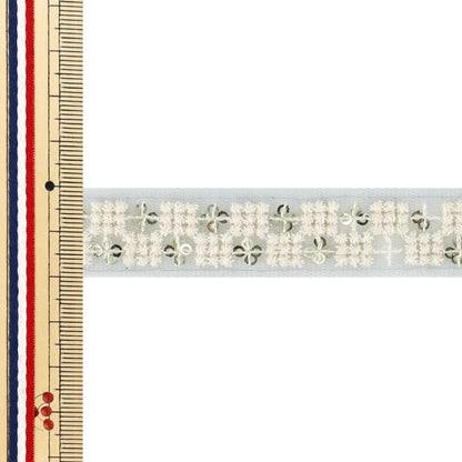 [Quantity from 5] HandicraftsTrim "2025 indian embroideryTrim Approximately 2cm width Blue x White M-5092I"
