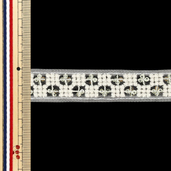 [Quantity from 5] HandicraftsTrim "2025 indian embroideryTrim Approximately 2cm width White x White M-5092L"