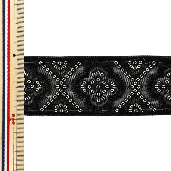 [Quantity from 5] HandicraftsTrim "2025 indian embroideryTrim Approximately 4.7cm width black M-5006F"
