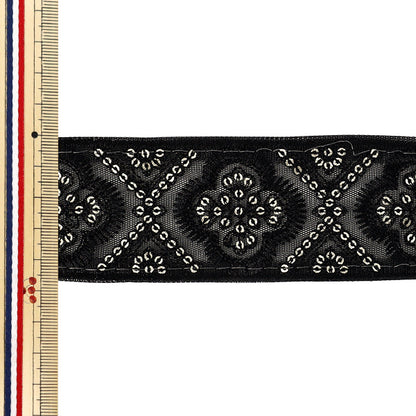 [Quantity from 5] HandicraftsTrim "2025 indian embroideryTrim Approximately 4.7cm width black M-5006F"