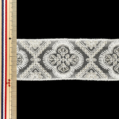 【数量5から】 手芸ブレード 『2025インド刺繍ブレード 約4.7cm幅 ホワイト M-5006G』