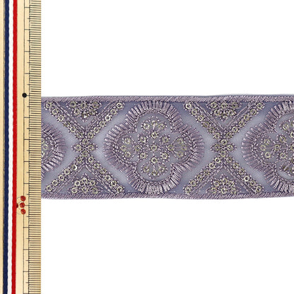 【数量5から】 手芸ブレード 『2025インド刺繍ブレード 約4.7cm幅 パープル M-5006H』