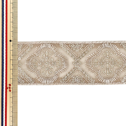 【数量5から】 手芸ブレード 『2025インド刺繍ブレード 約4.7cm幅 ベージュ M-5006J』