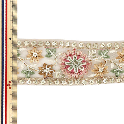【数量5から】 手芸ブレード 『2025インド刺繍ブレード 約5cm幅 ピンク M-5014C』