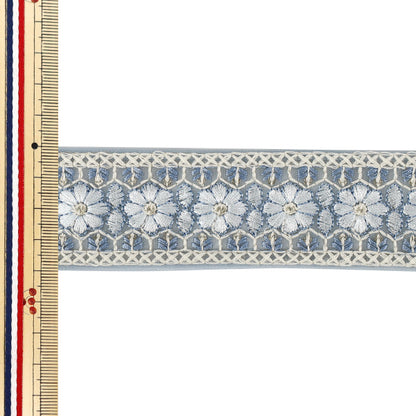[Quantity from 5] HandicraftsTrim "2025 indian embroideryTrim Approximately 4cm width Blue M-5002B"