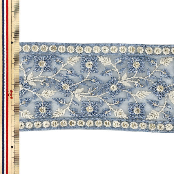 [Quantity from 5] HandicraftsTrim "2025 indian embroideryTrim Approximately 8.5cm width Blue M-1372#2"