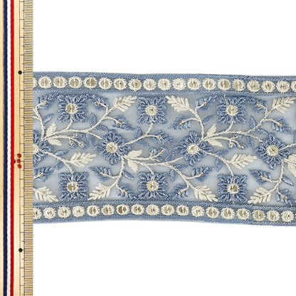[Quantity from 5] HandicraftsTrim "2025 indian embroideryTrim Approximately 8.5cm width Blue M-1372#2"
