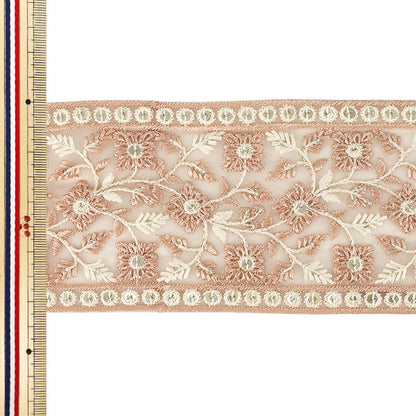 【数量5から】 手芸ブレード 『2025インド刺繍ブレード 約8.5cm幅 ピンク M-1372#3』