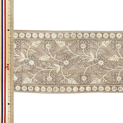 【数量5から】 手芸ブレード 『2025インド刺繍ブレード 約8.5cm幅 ベージュ M-1372#8』