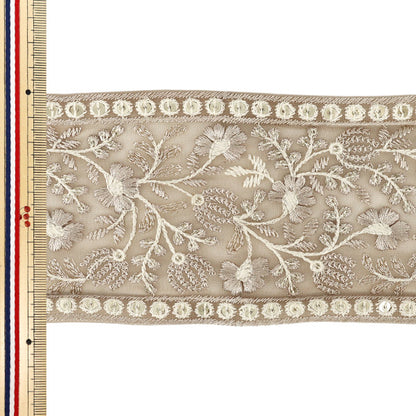 [Quantity from 5] HandicraftsTrim "2025 indian embroideryTrim Approximately 9.3cm width Beige 71153#8"
