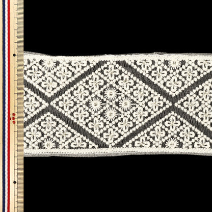 【数量5から】 手芸ブレード 『2025インド刺繍ブレード 約8cm幅 ホワイト M-5096#4』