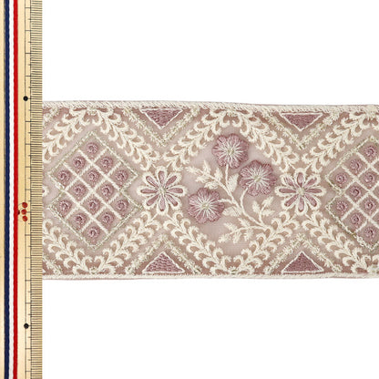 [Quantity from 5] HandicraftsTrim "2025 indian embroideryTrim Approximately 8cm width Purple M-5005A"