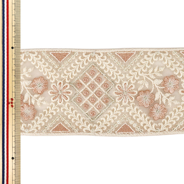 [Quantity from 5] HandicraftsTrim "2025 indian embroideryTrim Approximately 8cm width pink M-5005C"