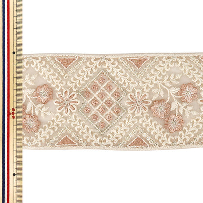 [Quantity from 5] HandicraftsTrim "2025 indian embroideryTrim Approximately 8cm width pink M-5005C"