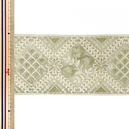 [Quantity from 5] HandicraftsTrim "2025 indian embroideryTrim Approximately 8cm width Green M-5005D"