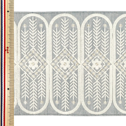 [Quantity from 5] HandicraftsTrim "2025 indian embroideryTrim Approximately 13.5cm width Gray x White M-5066D"