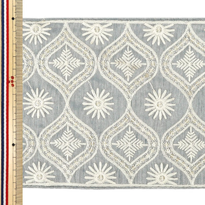 [Quantity from 5] HandicraftsTrim "2025 indian embroideryTrim Approximately 13.5cm width Gray x White M-5067D"