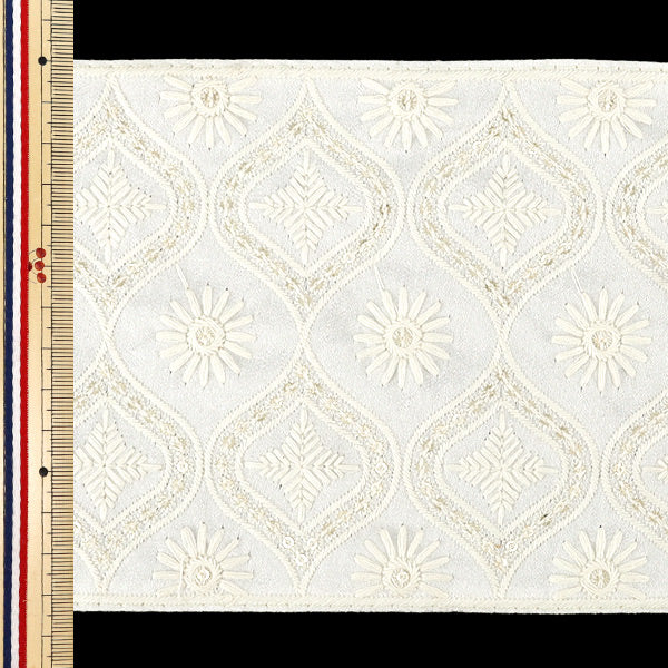 [Quantity from 5] HandicraftsTrim "2025 indian embroideryTrim Approximately 13.5cm width White x White M-5067I"