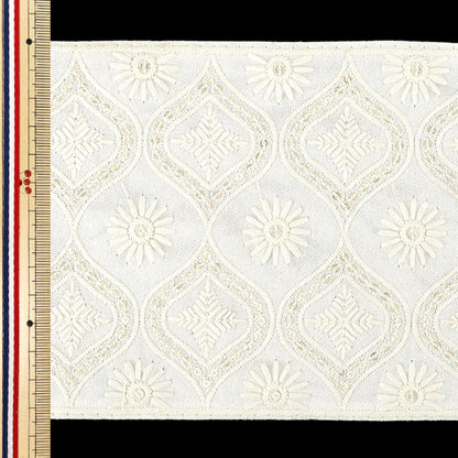 [Quantity from 5] HandicraftsTrim "2025 indian embroideryTrim Approximately 13.5cm width White x White M-5067I"