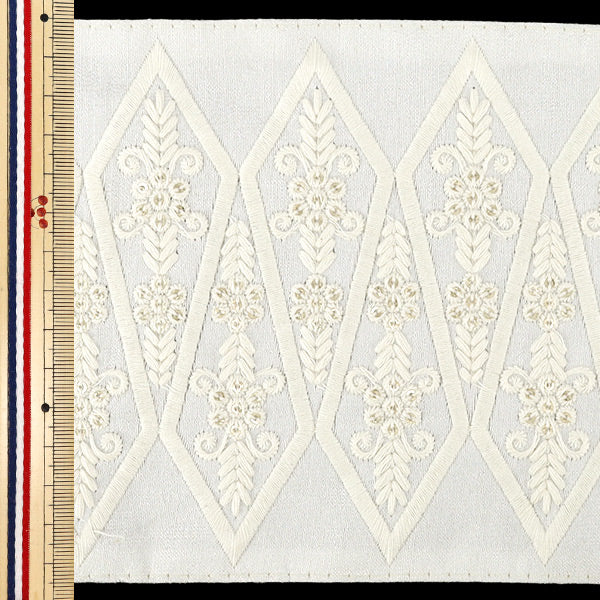 [Quantity from 5] HandicraftsTrim "2025 indian embroideryTrim Approximately 14.5cm width White x White M-5068I"