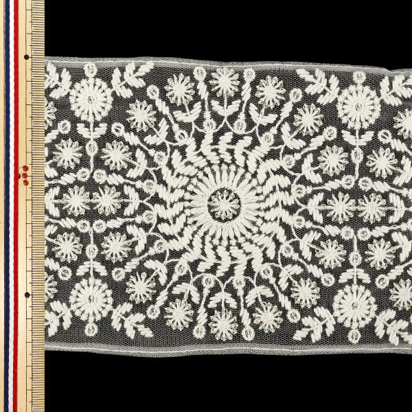 【数量5から】 手芸ブレード 『2025インド刺繍ブレード 約12.5cm幅 ホワイト×ホワイト M5095#4』