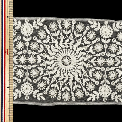【数量5から】 手芸ブレード 『2025インド刺繍ブレード 約12.5cm幅 ホワイト×ホワイト M5095#4』