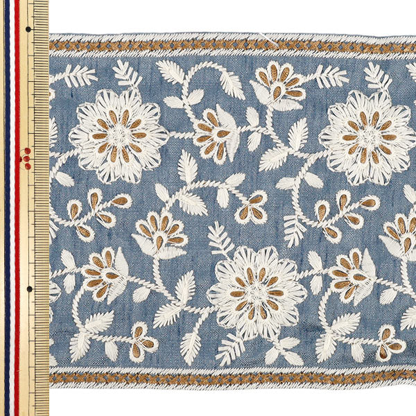 [Quantity from 5] HandicraftsTrim "2023 indian embroideryTrim Approximately 14cm wide Blue 982B"