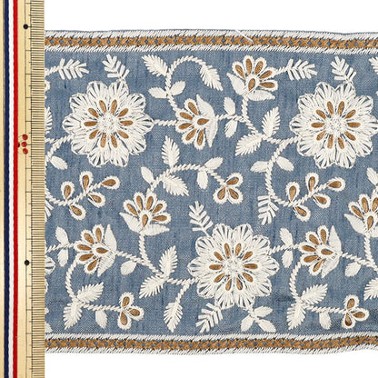 [Quantity from 5] HandicraftsTrim "2023 indian embroideryTrim Approximately 14cm wide Blue 982B"