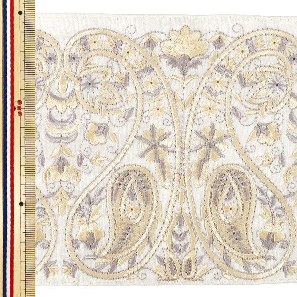 [Quantity from 5] HandicraftsTrim "2023 indian embroideryTrim Approximately 14.5cm width White 3853H"