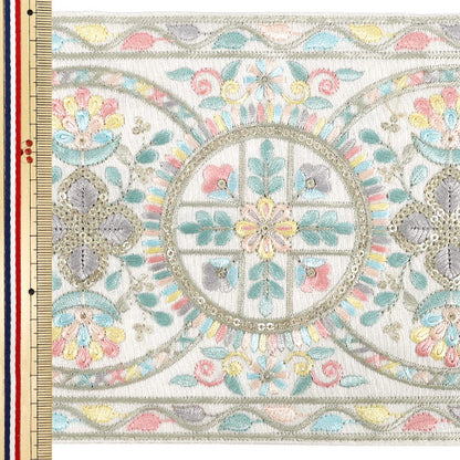 【数量5から】 手芸ブレード 『2025インド刺繍ブレード 約15.5cm幅 ベージュ M-1272A』