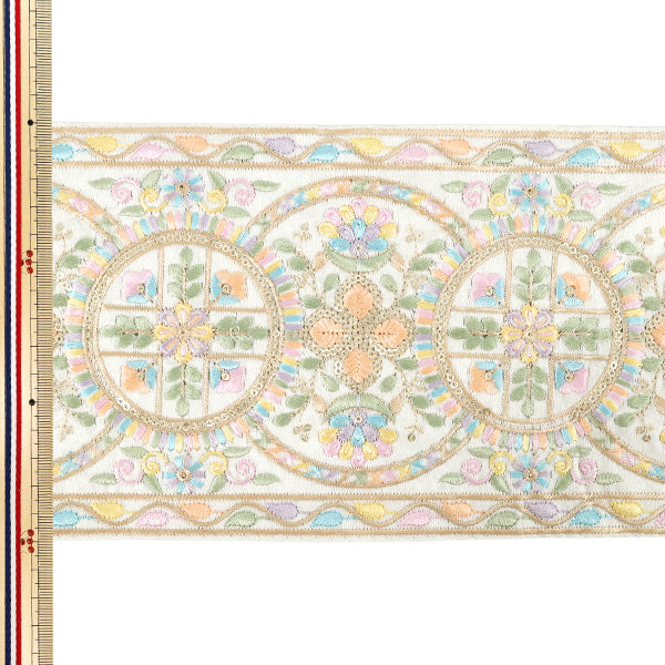 【数量5から】 手芸ブレード 『2025インド刺繍ブレード 約15cm幅 ベージュ M-1272B』