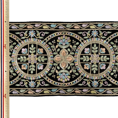 【数量5から】 手芸ブレード 『2025インド刺繍ブレード 約15cm幅 ブラック M-1272L』