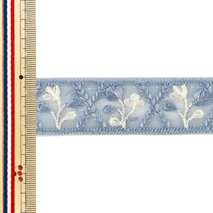 【数量5から】 手芸ブレード 『2026インド刺繍ブレード 約3cm幅 ブルー M-5129#1』