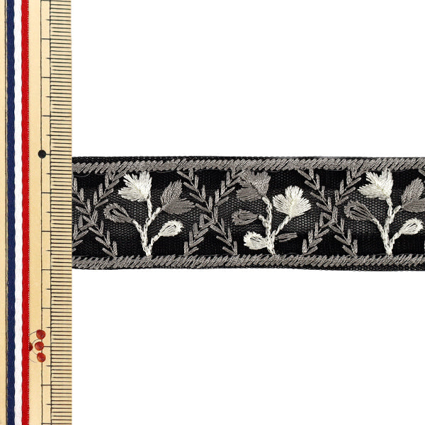 【数量5から】 手芸ブレード 『2026インド刺繍ブレード 約3cm幅 ブラック M-5129#4』