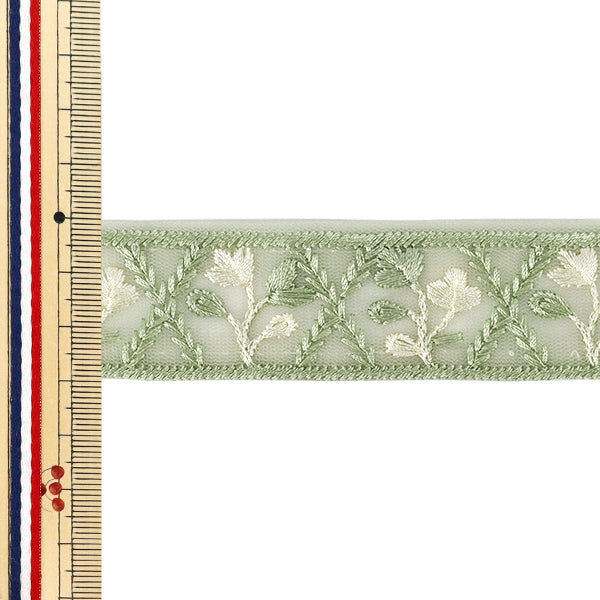 【数量5から】 手芸ブレード 『2026インド刺繍ブレード 約3cm幅 グリーン M-5129#5』