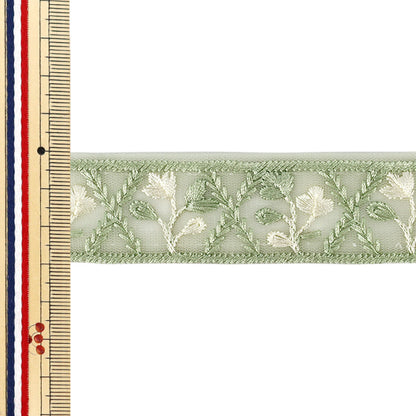 【数量5から】 手芸ブレード 『2026インド刺繍ブレード 約3cm幅 グリーン M-5129#5』