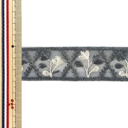 【数量5から】 手芸ブレード 『2026インド刺繍ブレード 約3cm幅 グレー M-5129#8』