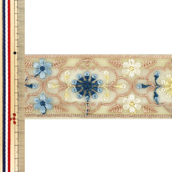 【数量5から】 手芸ブレード 『2026インド刺繍ブレード 約5cm幅 イエロー M-5131K』
