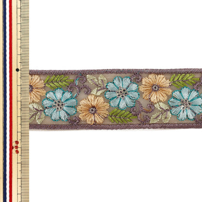 【数量5から】 手芸ブレード 『2026インド刺繍ブレード 約4cm幅 パープル M-5073J』