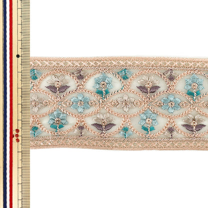 【数量5から】 手芸ブレード 『2026インド刺繍ブレード 約6cm幅 ピンク M-5128B』