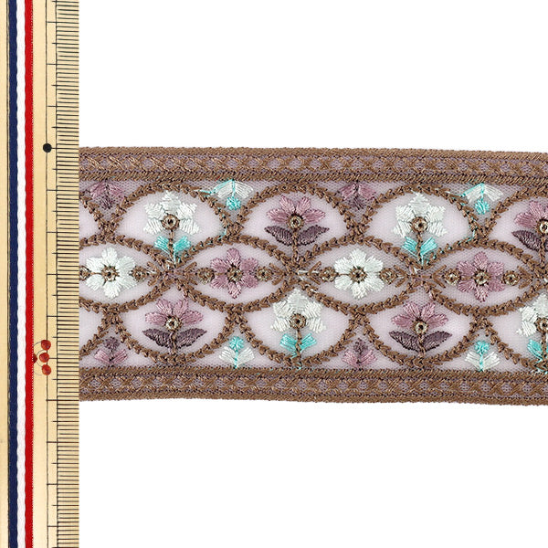 【数量5から】 手芸ブレード 『2026インド刺繍ブレード 約6cm幅 パープル M-5128K』