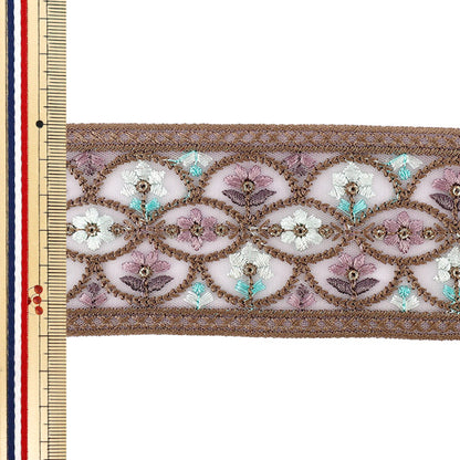 【数量5から】 手芸ブレード 『2026インド刺繍ブレード 約6cm幅 パープル M-5128K』