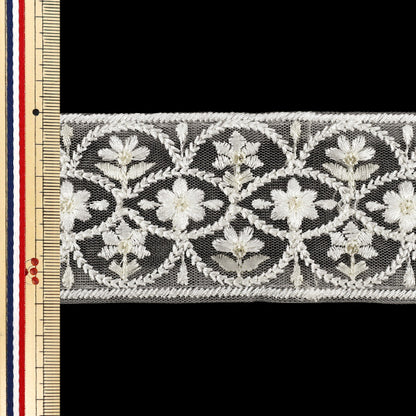 【数量5から】 手芸ブレード 『2026インド刺繍ブレード 約6cm幅 ホワイト M-5128#3』